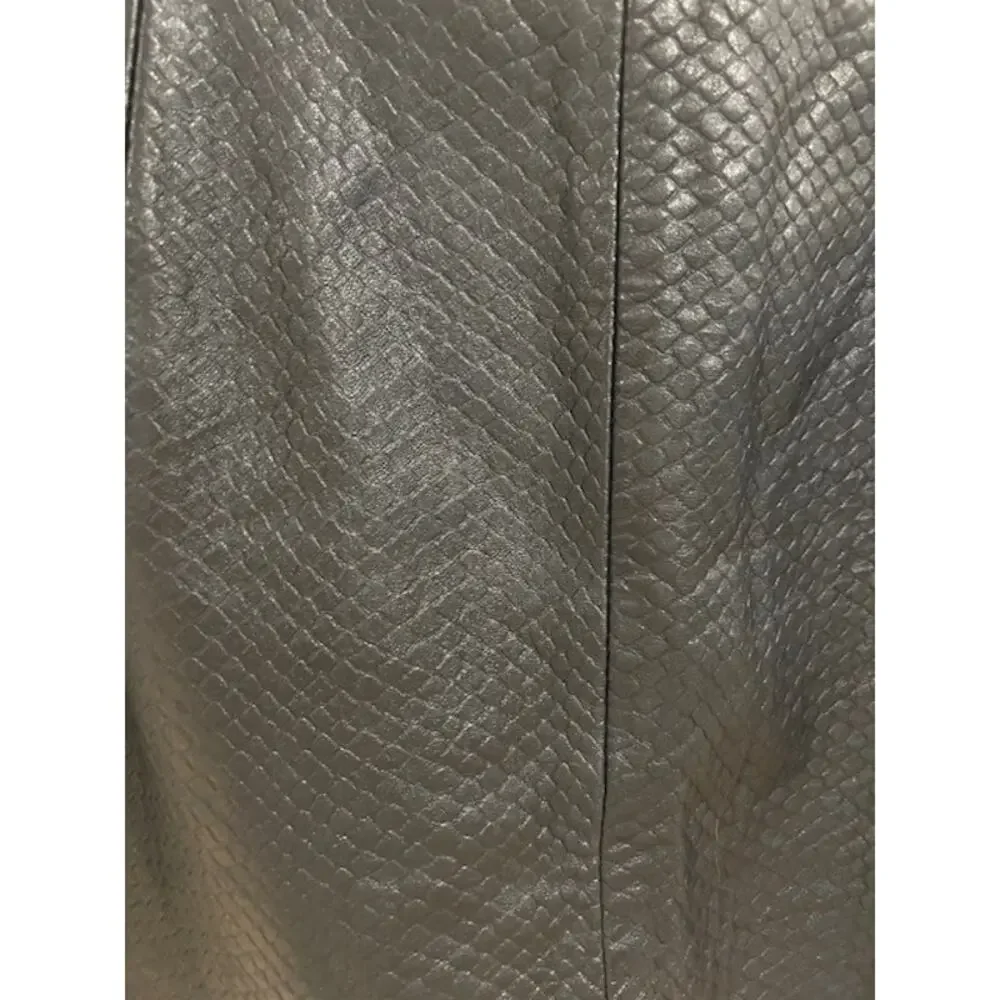 WILSONS Black Genuine Leather Luxe Snake Reptile Textured Skirt Vintage MEDIUM